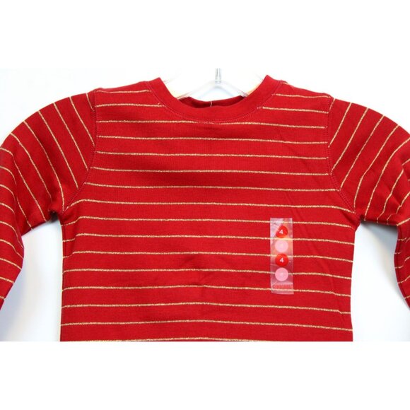 NWT 2008 Gymboree Mountain Cabin Red T-Shirt Gold Stripe Heart Shirt sz 4 Winter - Picture 2 of 5
